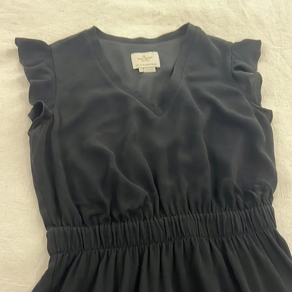 KATE SPADE New York Frill in Black Flutter Sleeve Fluid Crepe Dress size 10 - Picture 9 of 10